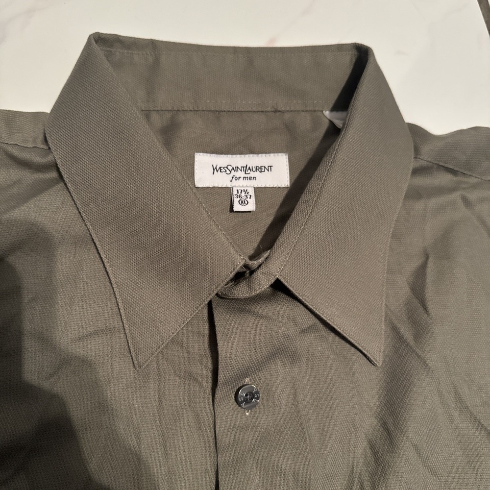 VTG Yves Saint Laurent Shirt Mens XL Button Long Sleeves Quiet Luxury Pocket